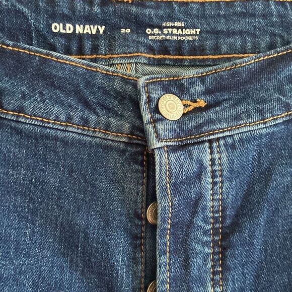 Old Navy High Rise O. G. Straight Ankle Fringe Buttonfly Jeans - Picture 4 of 9